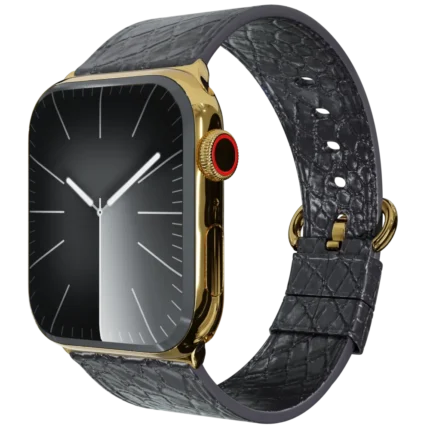 Gold Apple Watch 11 with Black Python Strap