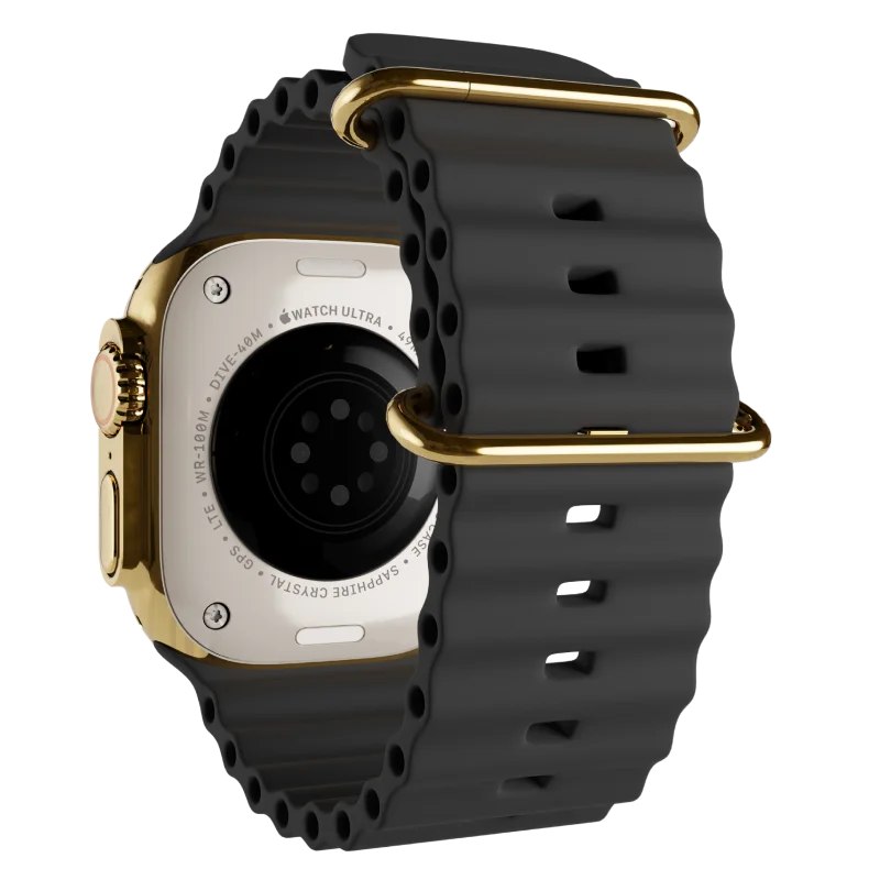 Ultra 3 Watch with Black Ocean Band 24k Gold Customized back 1