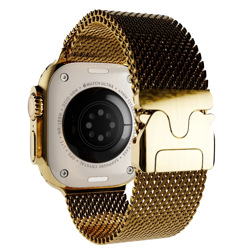 Ultra Watch 3 Titanium Milanese Loop 24k Gold Customized back